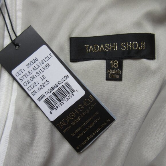 NWT TADASHI SHOJI Adena in Silver Corded Embroidery Gown Maxi Dress 18 - Picture 6 of 11